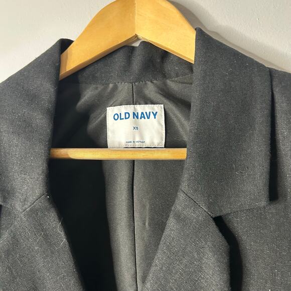 Old Navy‎ Double-Breasted Linen-Blend Blazer Women’s XS Black Minimalist Career - Picture 4 of 7